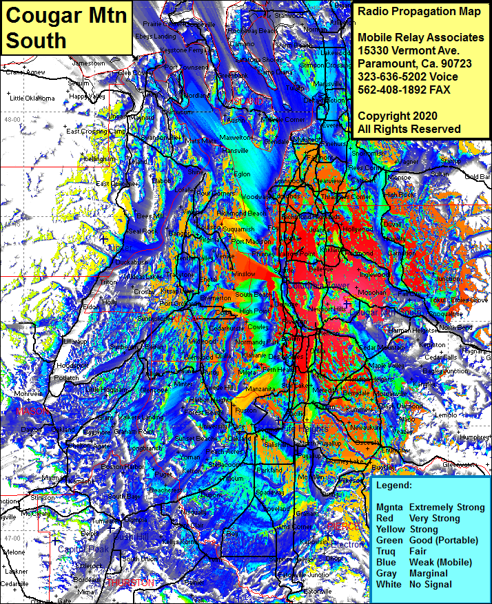 heat map radio coverage Cougar Mtn South